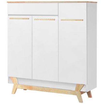 LEIGHTON (80/120H136cm Rubberwood - White) Shoe Cabinet