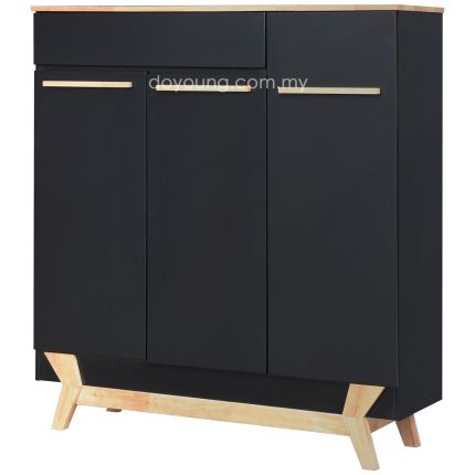 LEIGHTON (80/120H136cm Rubberwood - Black) Shoe Cabinet