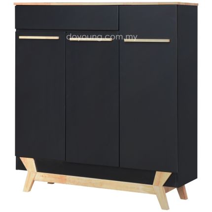 LEIGHTON (120cm Rubberwood - Black) Shoe Cabinet