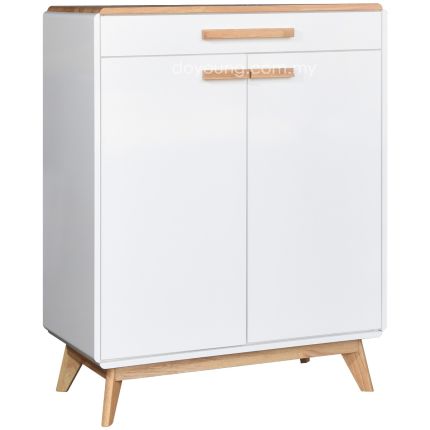 LEANDRA II (84cm Rubberwood, High Gloss - White) Shoe Cabinet