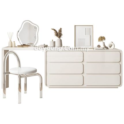 TORAN II (140-210cm Extendable) Dressing Table with LED Mirror and Chair (Lead Time: 4-6 Weeks)