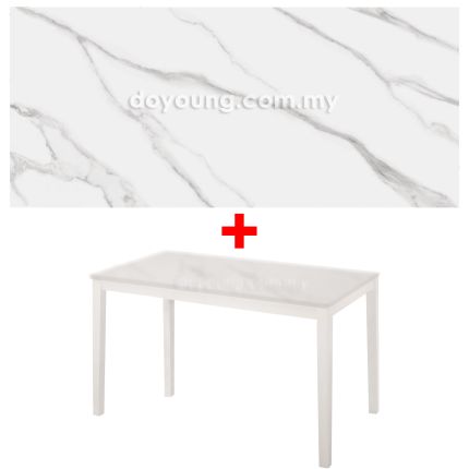 PACO Stone+ (140x80cm White, SNOWY MOUNTAIN) Dining Table