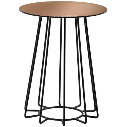 CYRUS (Ø40H50cm) Side Table with Copper Mirror Top (SHOWPIECE)