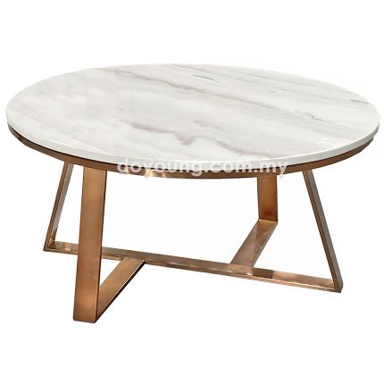 LOVINO II (Ø80cm Faux Marble, Rose Gold) Coffee Table