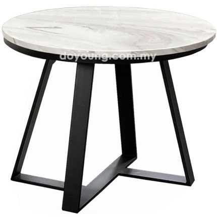 LOVINO II (Ø60H50cm Black) Faux Marble Top Side Table