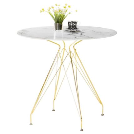 Eames STEEL (Ø80cm Gold) Tempered Glass Dining Table (replica)