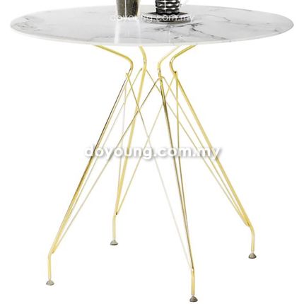 EMS STEEL (Ø80cm Tempered Glass, Gold) Dining Table (replica)
