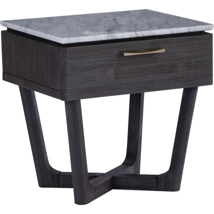 DARIO (50cm Acacia Wood) Nightstand with Marble Top