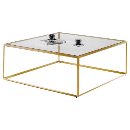 KATJA (▢110cm Gold) Coffee Table with Glass Top
