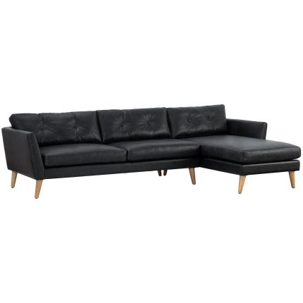 AURIS (280cm Black) L-Shape Leather Sofa (EXPIRING)