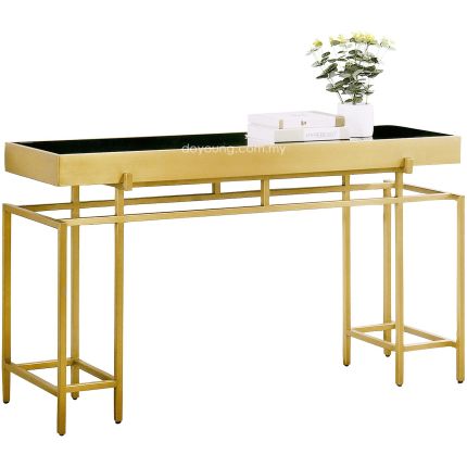 MAGNILD (140x44cm Gold) Console Table with Glass Top