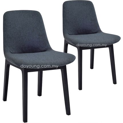 VENTURA Wooden (Teal-ish Dark Grey Set-of-2) Side Chair (SHOWPIECE)