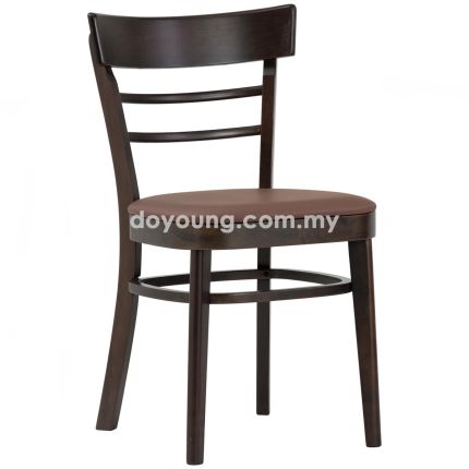 TIERNEY (Dark Brown/Faux Leather) Side Chair with Stretcher (EXPIRING)