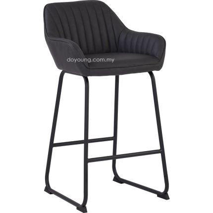EKON (SH68cm Faux Leather - Dark Grey) Counter Chair (EXPIRING)
