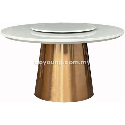 MITONI II (Ø130cm White) Faux Marble Dining Table with Lazy Susan