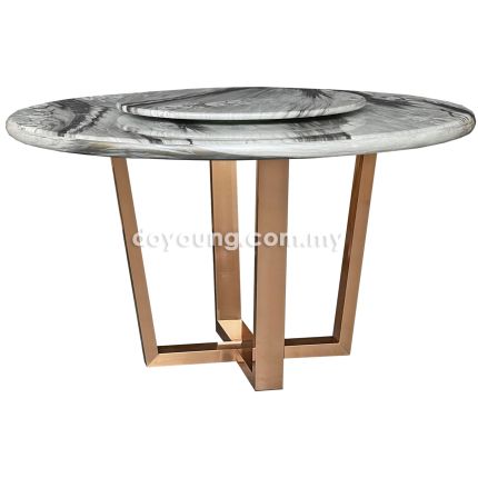 SHELTON V (Ø130cm Grey) Faux Marble Dining Table with Lazy Susan