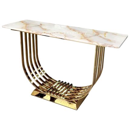 VAVEAH (120cm Gold) Console Table with Faux Marble Top