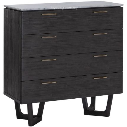 DARIO (H105cm Acacia Wood) Tall Chest of Drawers with Marble Top (EXPIRING)