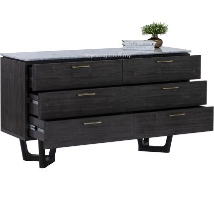DARIO (140cm Acacia Wood) Chest of Drawers with Marble Top (EXPIRING)