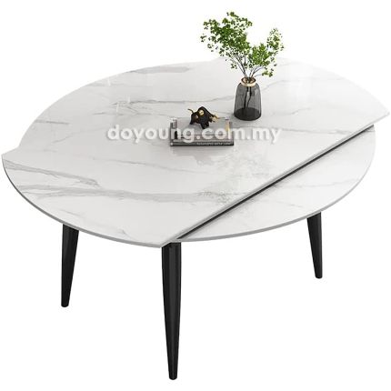 FLEMING II (130x80->Ø130cm Sintered Stone) Expandable Dining Table 