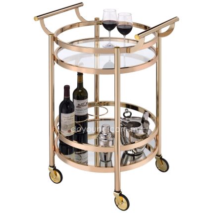 CHANDRA (51cm Rose Gold) Trolley with Tempered Glass Top