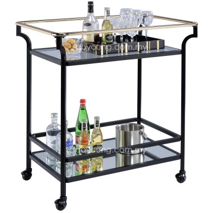 MURBELLE (81.5cm Gold) Trolley with Tempered Glass Top