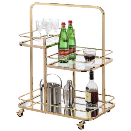 HARRIET (60cm Gold) Trolley with Tempered Glass Top
