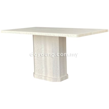METONI (140x80cm - T36mm White) Fully Faux Marble Dining Table