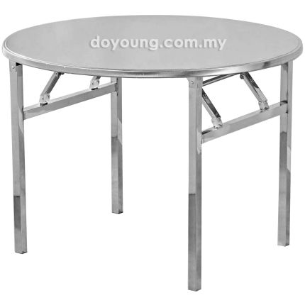 MUOVI III (Ø100cm Stainless Steel) Foldable Banquet Table (Foldable Top & Leg)
