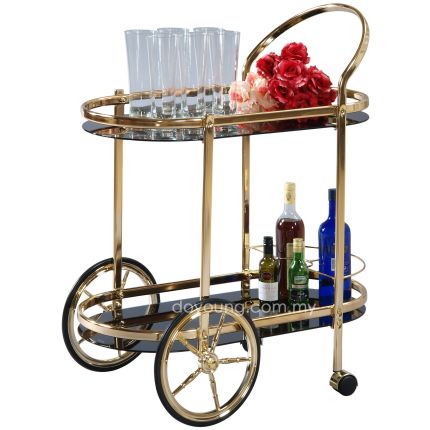 WYNFREDA (79cm Gold) Trolley with Tempered Glass Top