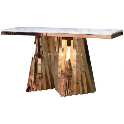 TERTRUD II (150x40cm Rose Gold) Console Table with Faux Marble Top