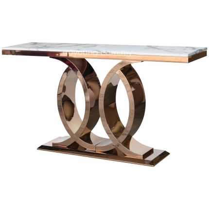 ALVARO (150cm Rose Gold) Console Table with Faux Marble Top