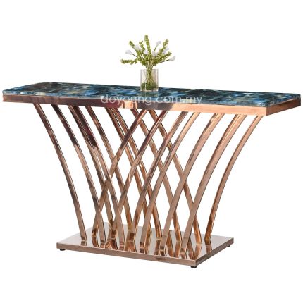 VELLIZ II (150x40cm Rose Gold) Console Table with Faux Marble Top