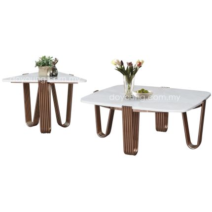 VANORA (73,94cm Rose Gold) Set-of-2 Tables with Faux Marble Top