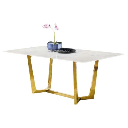 NILSINA III (200cm Gold) Dining Table with Faux Marble Top