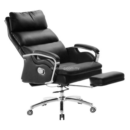 PIRTE (65cm Half Leather) Director Armchair with Retractable Footrest - ↕ adj. & 360°