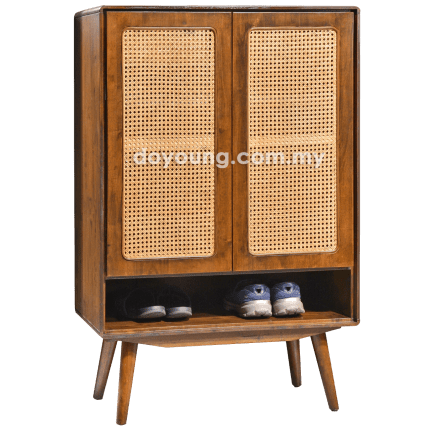 ADONIS (80H120cm Rubberwood, Rattan) Shoe Cabinet