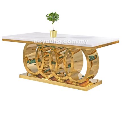 ALVARO (180x90cm Faux Marble, Gold) Dining Table