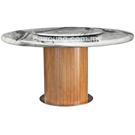 ANDARA IV (Ø130cm Grey) Faux Marble Dining Table with Lazy Susan