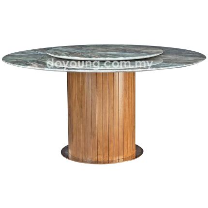 ANDARA IV (Ø130cm Lasered Natural Stone - Green) Dining Table with Lazy Susan