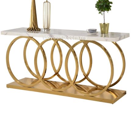 AUDIS III (180x45cm Gold) Console Table with Faux Marble Top