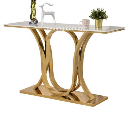 MAURICE+ (150x45cm Gold, Faux Marble) Console Table