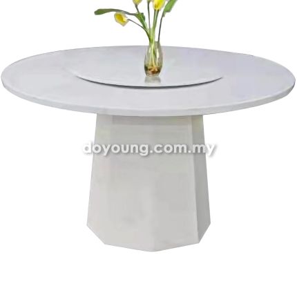 IFORA (Ø130cm White) Fully Marble Dining Table with Lazy Susan