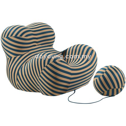 BLOBB (96H88cm Fabric - Blue) Easy Chair with Ottoman Ball