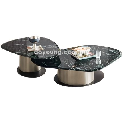 BRORA (135x90, 100x80cm Lasered Natural Stone Set-of-2) Coffee Tables