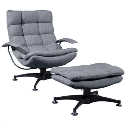 FJARIL (Grey) Easy Chair with Footstool (adj. back & 360°)*
