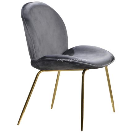 BEETLE II (51cm Velvet - Dark Grey, Gold) Side Chair (replica)