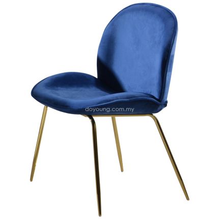 Gubi BEETLE II (51cm Gold) Side Chair (Upholstered Seat replica)-Blue