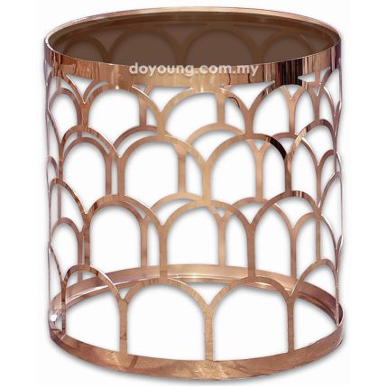 EVANNA II (Ø47H51cm - Rose Gold) Side Table with Glass Top