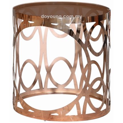 EVANNA III (Ø47H51cm - Rose Gold) Side Table with Glass Top